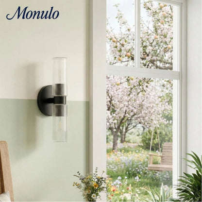 Wandlamp met dubbele geribbelde glazen buizen – hedendaagse wandverlichting voor hal en entree