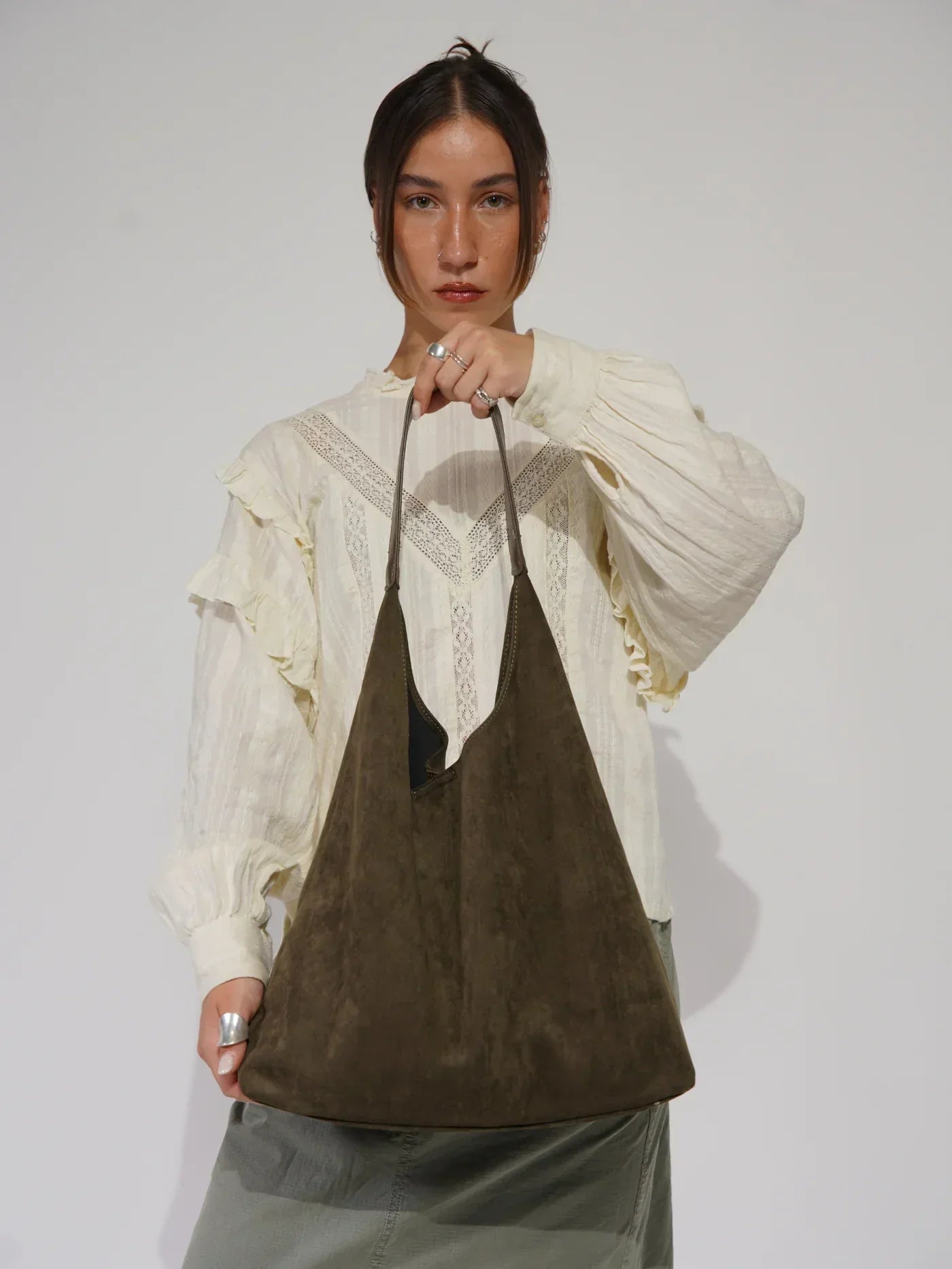 Leren Schouder tas van Zacht Suede Leer