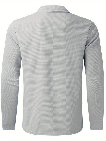 Heren Wafelshirt Lange Mouwen V-Hals Katoen