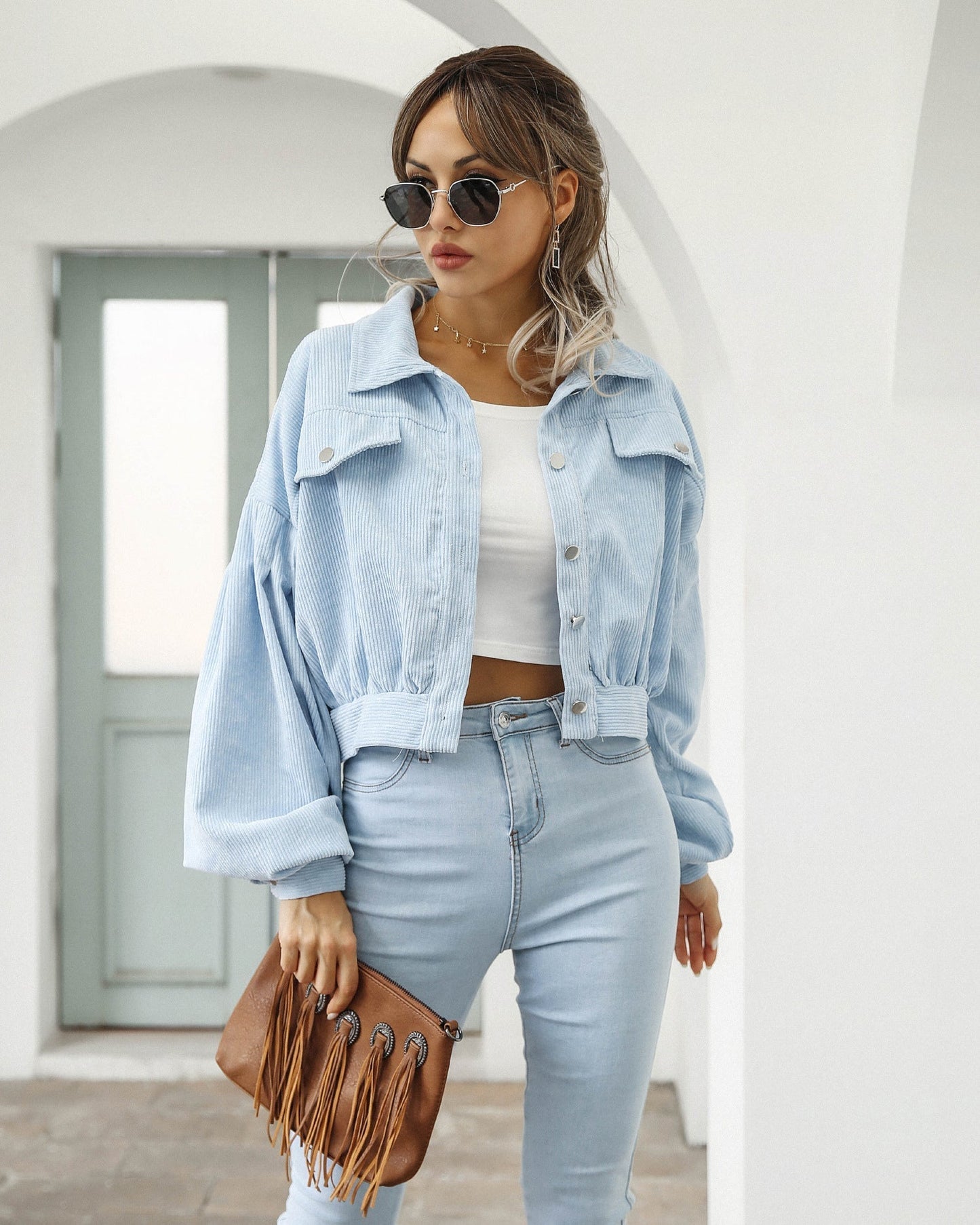 Dames Cropped Jack Corduroy Stijl Kort Model