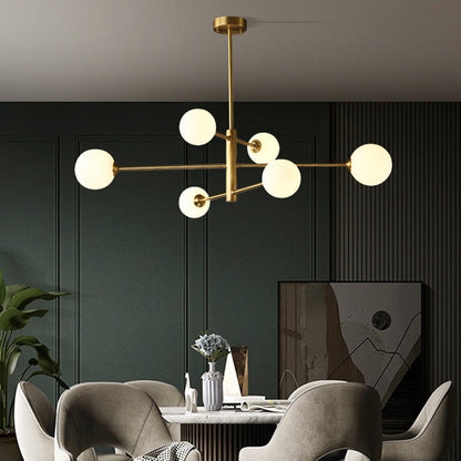 Hanglamp Glas Bollen Modern Zwart Koper 6/8-Lichts G9 Verlichting