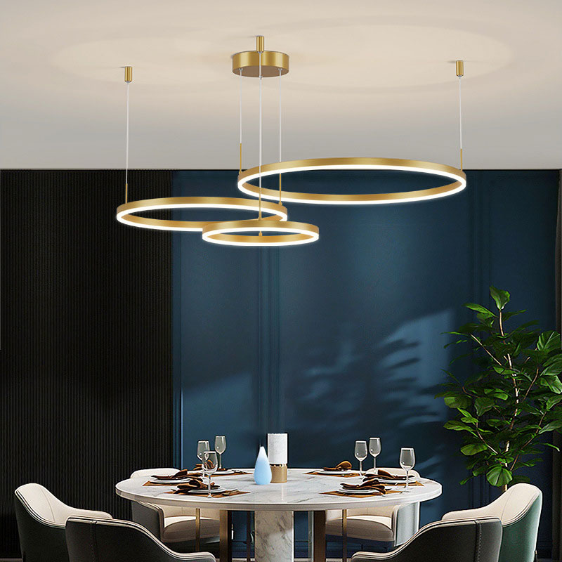 Hanglamp Ring Led Rond Metaal Zwart Goud Koffie Dimbaar Woonkamer Slaapkamer Eetkamer