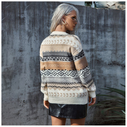 Dames Trui Gebreid Warm Aztec Patroon