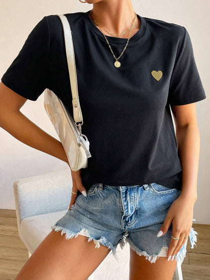 Dames T-Shirt met Hart - Eenvoudig Stijlvol Katoen