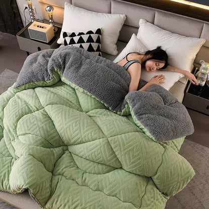 Dikke Sherpa Winterdeken met Quiltkern – Extra Warm, Zacht & Fluffy