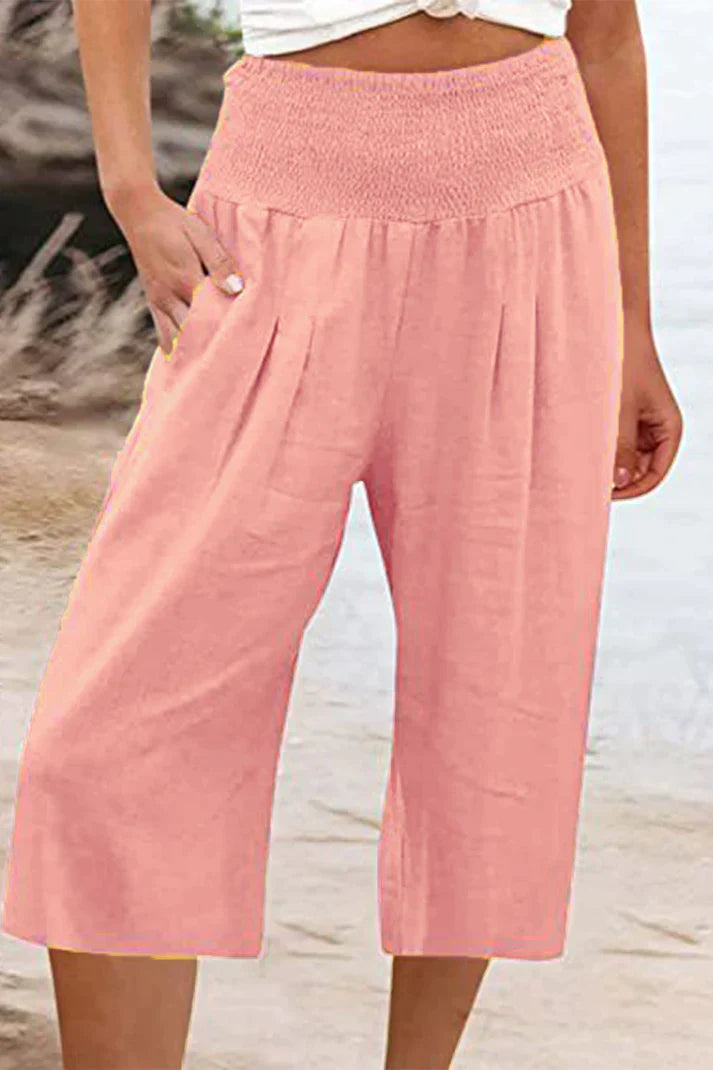 Wijdere Hoge Taille Broek Comfortabel Middellang voor Vrouw