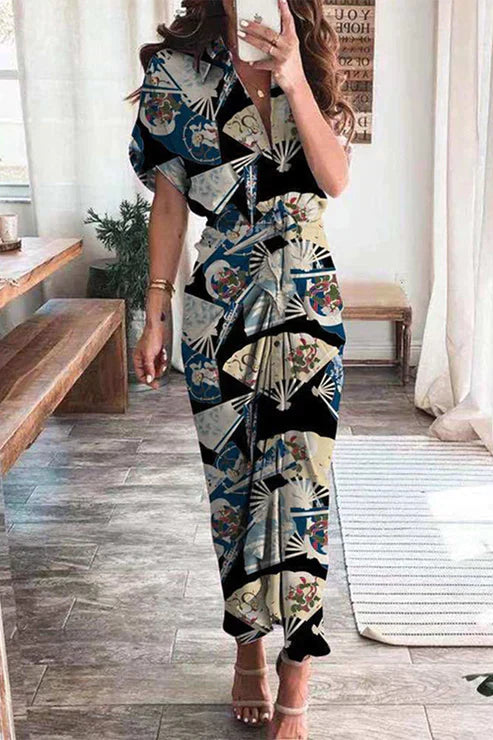 Jurk met Fijn Bedruk en Potloodrok Elegante Vrouwenjurk