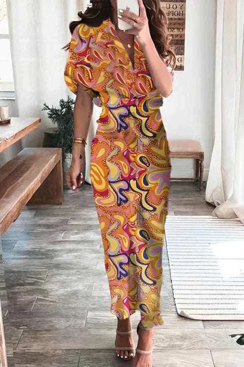 Jurk met Fijn Bedruk en Potloodrok Elegante Vrouwenjurk