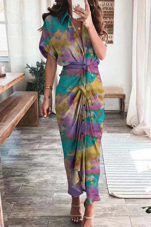Jurk met Fijn Bedruk en Potloodrok Elegante Vrouwenjurk