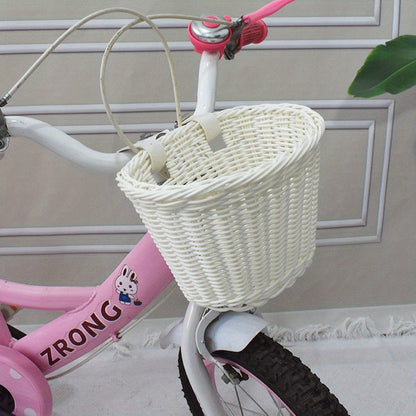 Fietsmand Kinderen Plastic Riet Roze Stuur Fietsmand Handgeweven Opbergmand Voor Kinderfiets