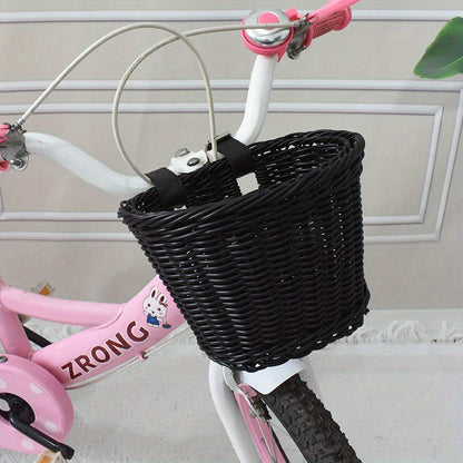 Fietsmand Kinderen Plastic Riet Roze Stuur Fietsmand Handgeweven Opbergmand Voor Kinderfiets