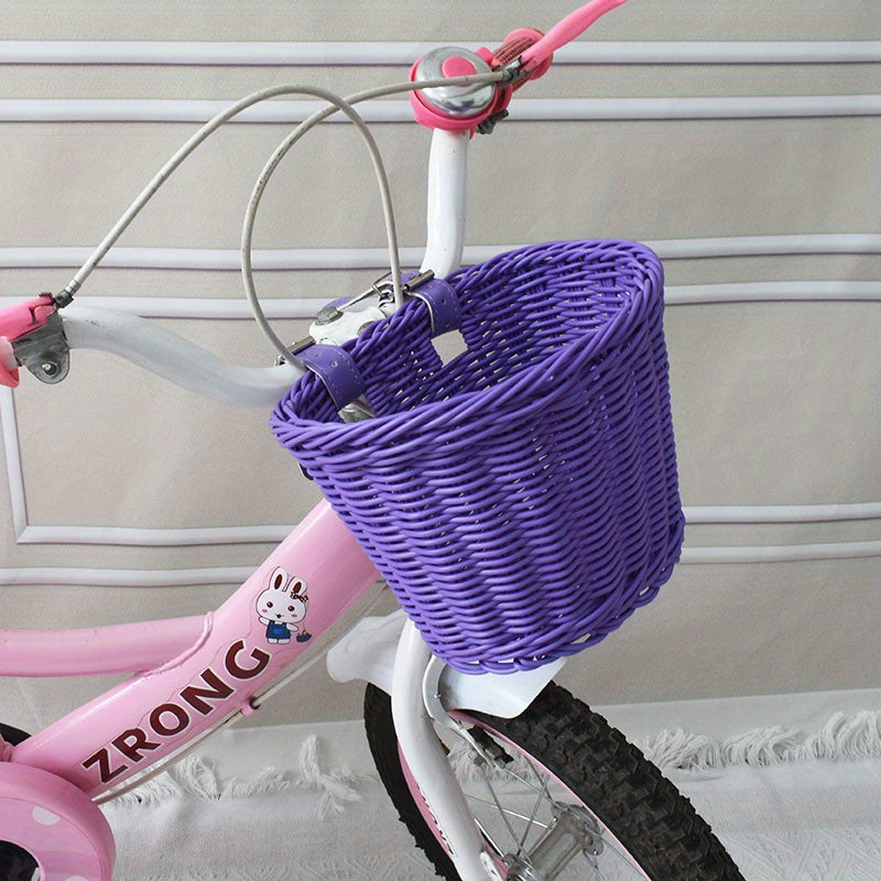 Fietsmand Kinderen Plastic Riet Roze Stuur Fietsmand Handgeweven Opbergmand Voor Kinderfiets