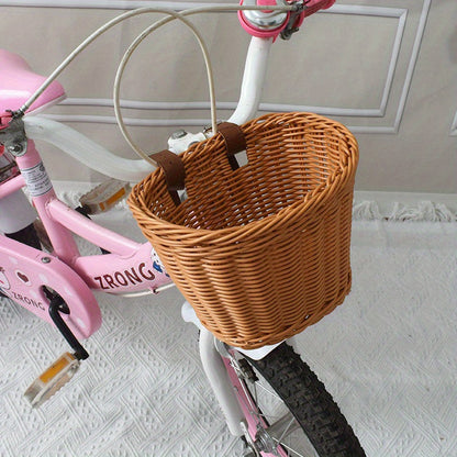 Fietsmand Kinderen Plastic Riet Roze Stuur Fietsmand Handgeweven Opbergmand Voor Kinderfiets