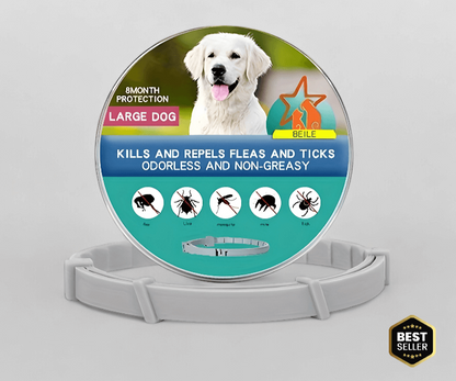 Natuurlijke Halsband Tegen Teken & Vlooien – Langdurige Bescherming Tot 8 Maanden Voor Honden en Katten | Verstelbaar Waterafstotend Ongediertebestrijding Halsbad Met Plantaardige Ingrediënten