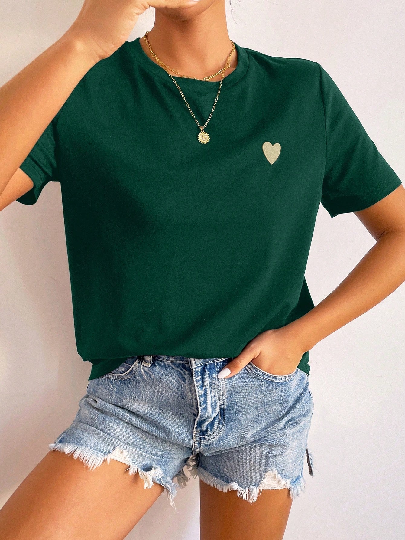Dames T-Shirt met Hart - Eenvoudig Stijlvol Katoen