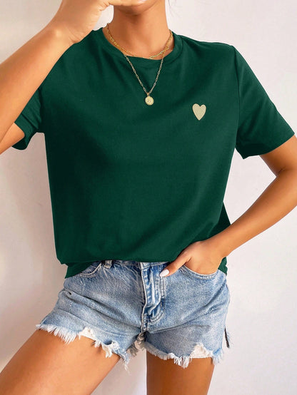 Dames T-Shirt met Hart - Eenvoudig Stijlvol Katoen