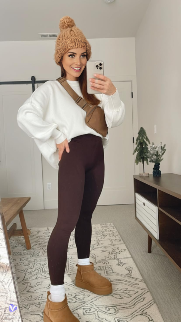 Warme Donzige Leggings voor Vrouw Met Push Up