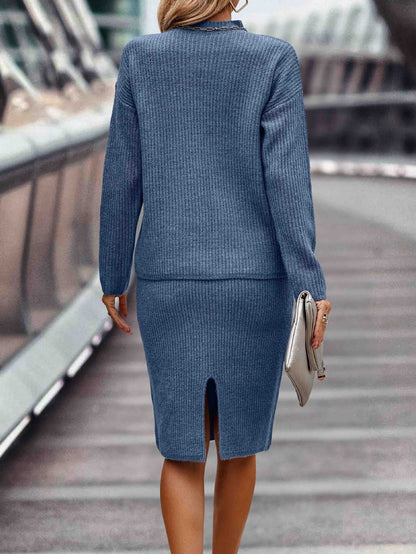 Dames Gebreide Set Rok en Trui Warm en Stijlvol