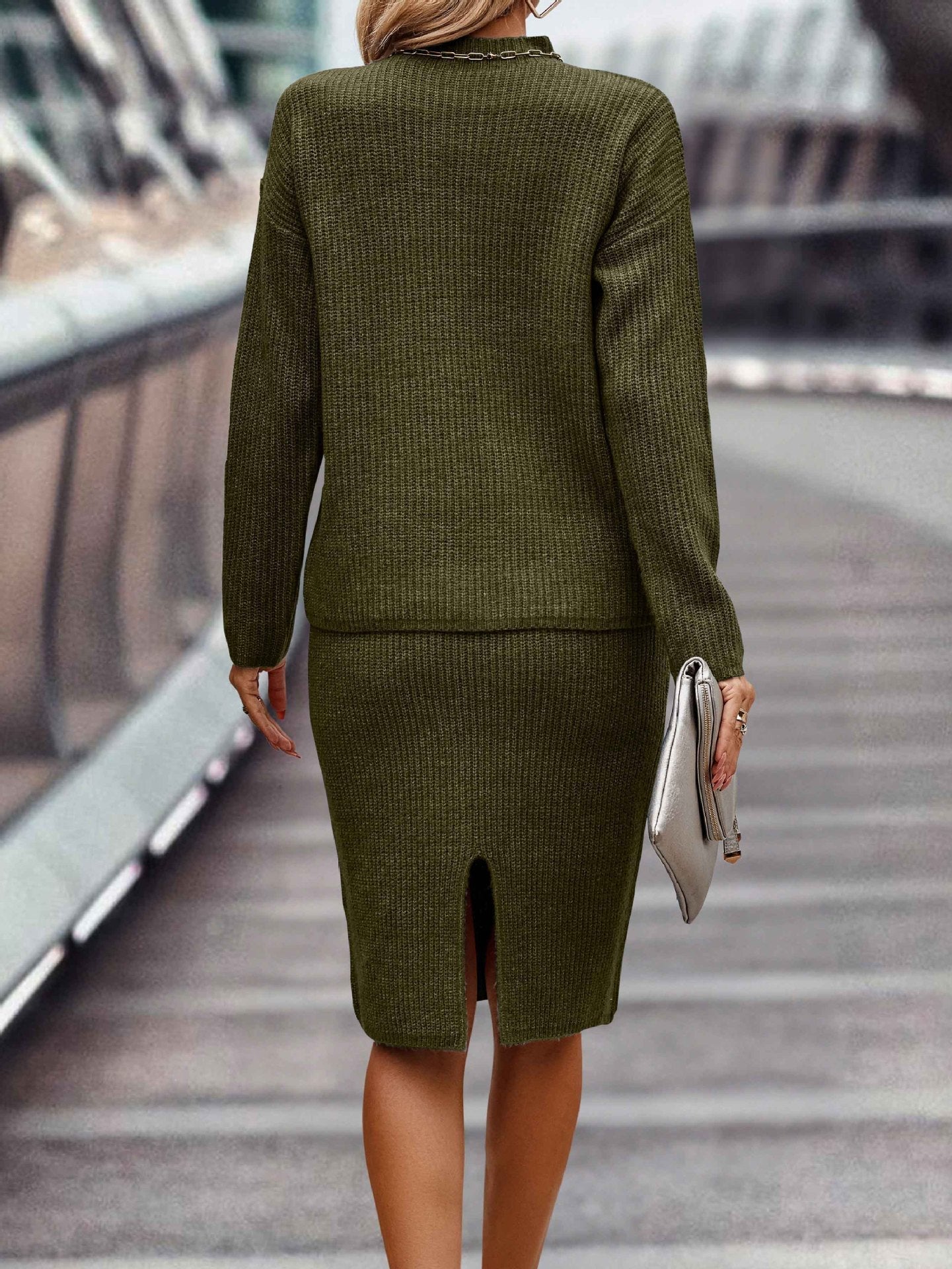 Dames Gebreide Set Rok en Trui Warm en Stijlvol