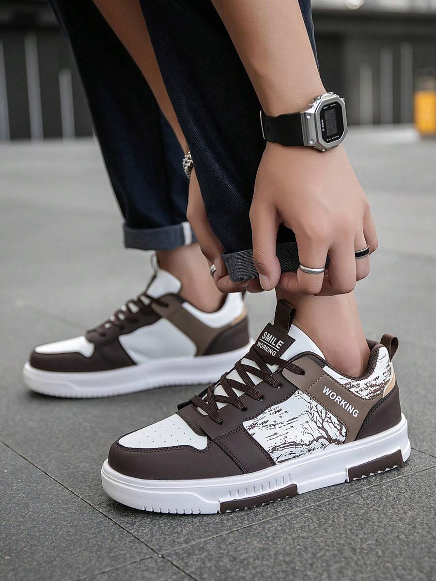 Heren Sneakers Beige Comfortabel Sportief Alledaags