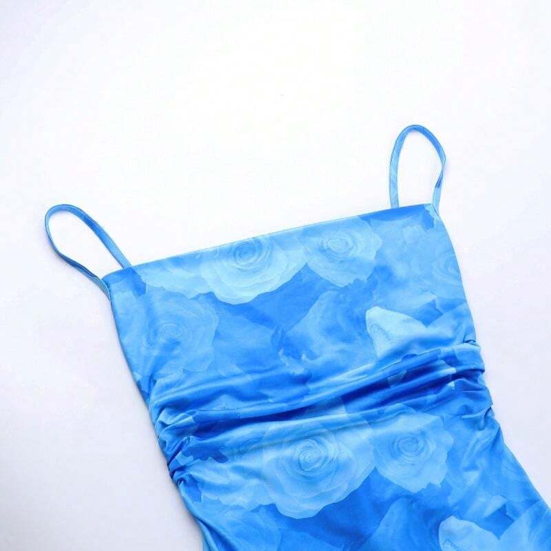 Lange Zomerjurk Spaghettibandjes Aquarel Print Vrouwenjurk