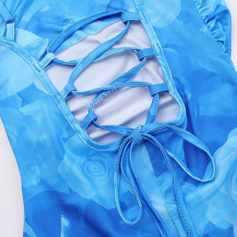 Lange Zomerjurk Spaghettibandjes Aquarel Print Vrouwenjurk