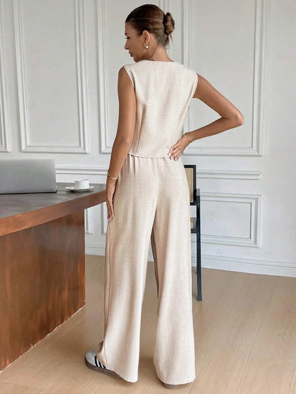 Vrouwelijke Vest en Broek Set Comfortabel Modern Design