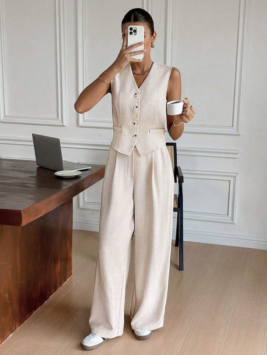 Vrouwelijke Vest en Broek Set Comfortabel Modern Design - StudioMarella