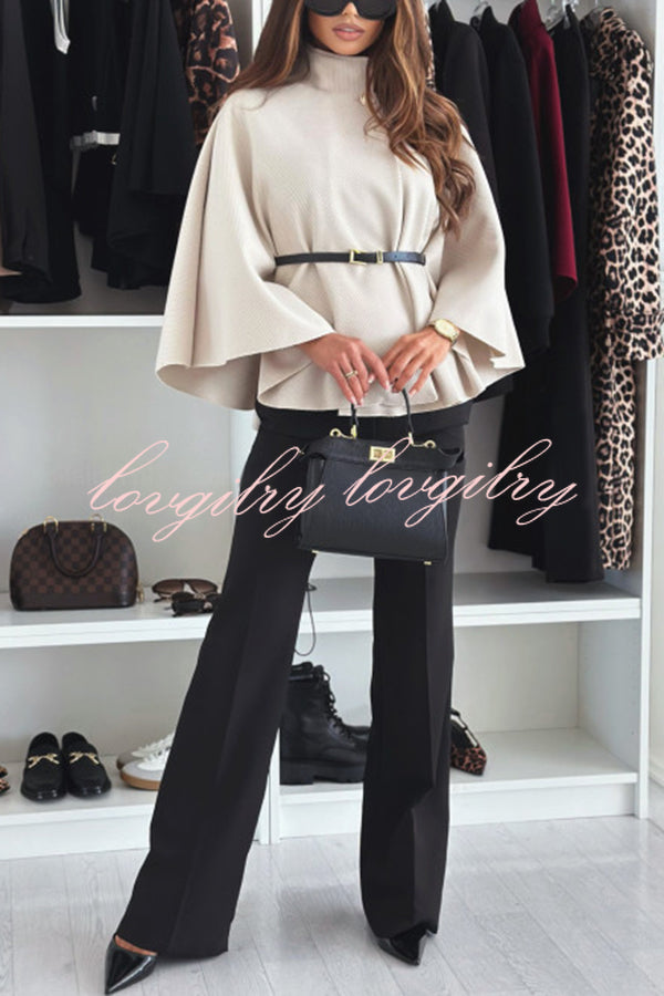 Dames Cape Top Zwart Elegante Stijl