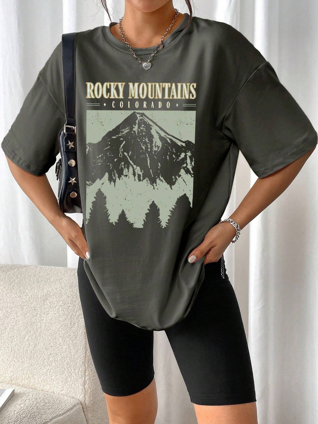 Zwart Oversized T-Shirt met Retro Print Vintage Look
