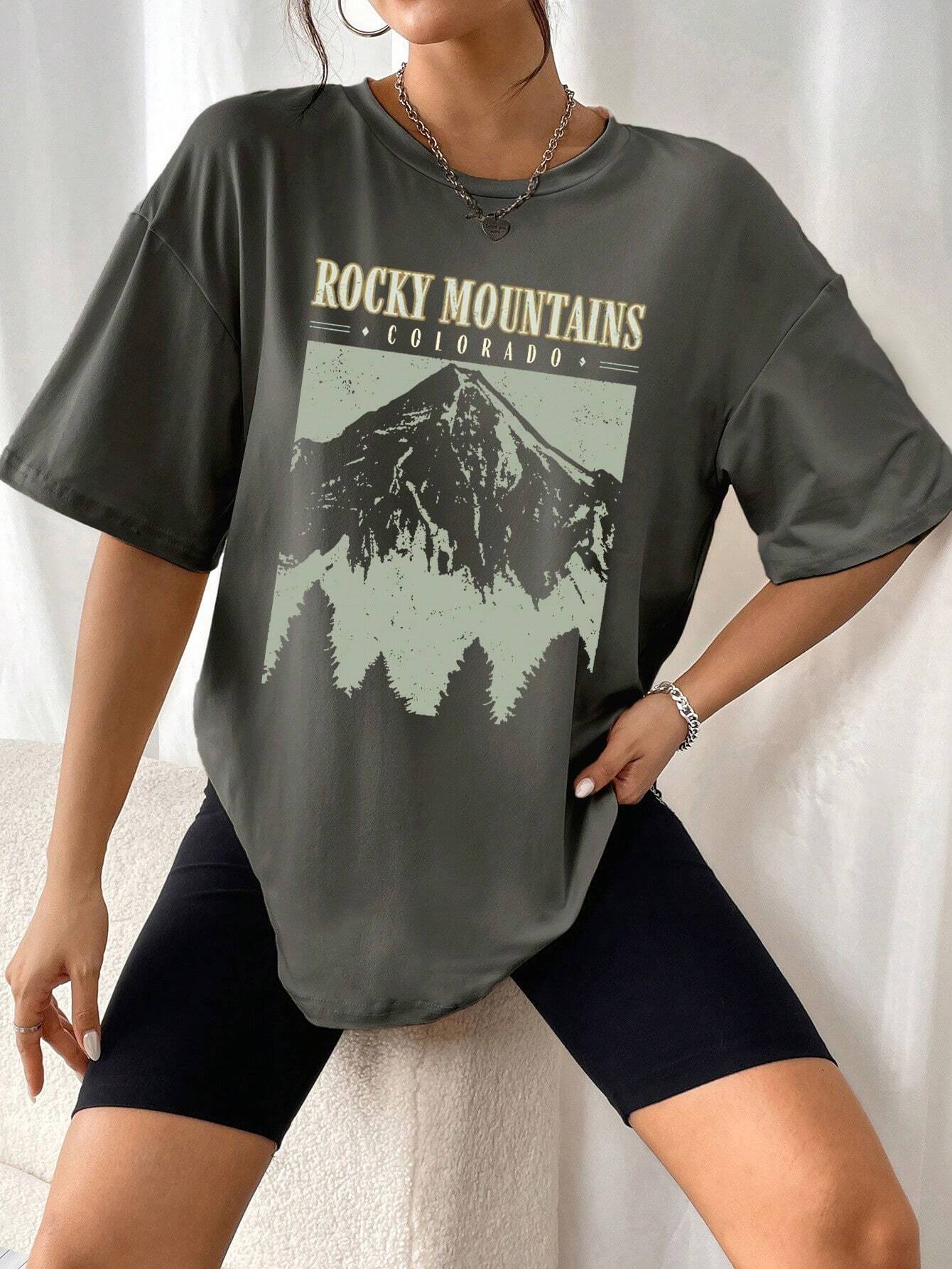 Zwart Oversized T-Shirt met Retro Print Vintage Look
