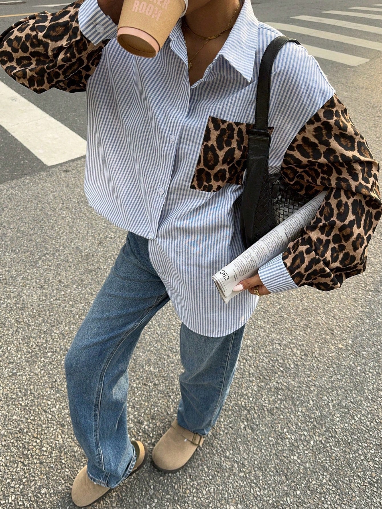 Dames Blouse Gestreept met Leeuwprint Casual Mode