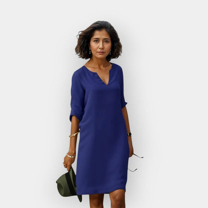 Midi Jurk Dames Luchtig Elegante V-Hals Driekwart Mouwen