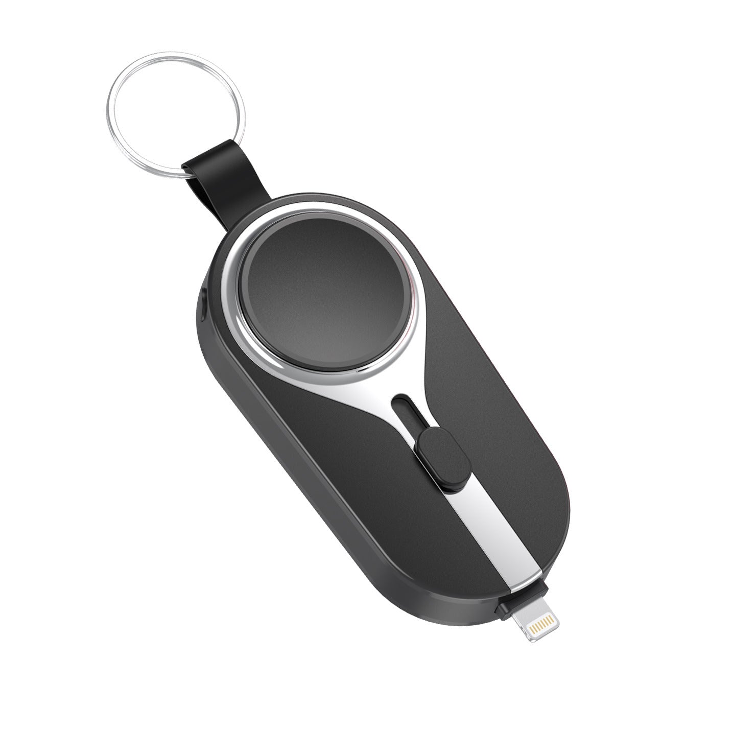 Draadloze oplaadclip powerbank karabijnhaak compact zwart telefoon smartwatch oplader sleutelhanger draagbare lader