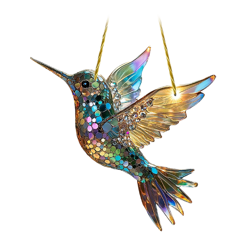 Decoratieve Kolibrie Zonnevanger 20x20cm Gekleurd Acryl Raamhanger Vogelmotief Prisma Effect Tuindecoratie