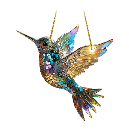 Decoratieve Kolibrie Zonnevanger 20x20cm Gekleurd Acryl Raamhanger Vogelmotief Prisma Effect Tuindecoratie