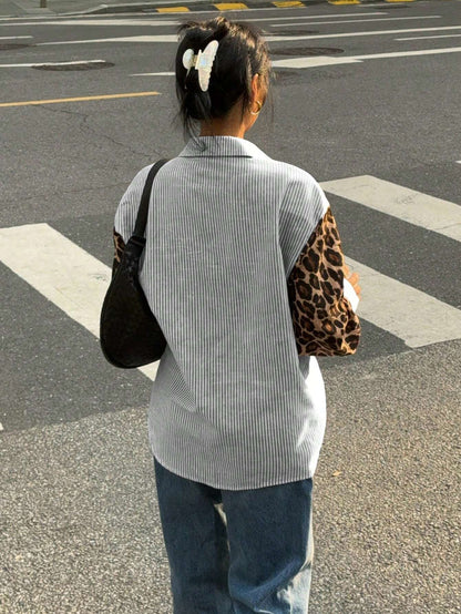 Dames Blouse Gestreept met Leeuwprint Casual Mode
