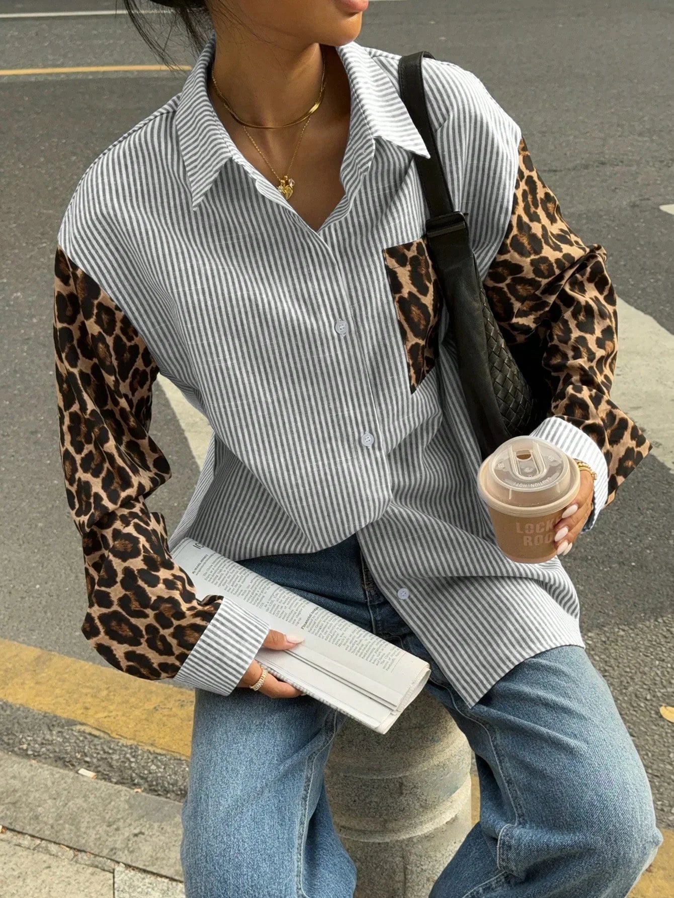 Dames Blouse Gestreept met Leeuwprint Casual Mode