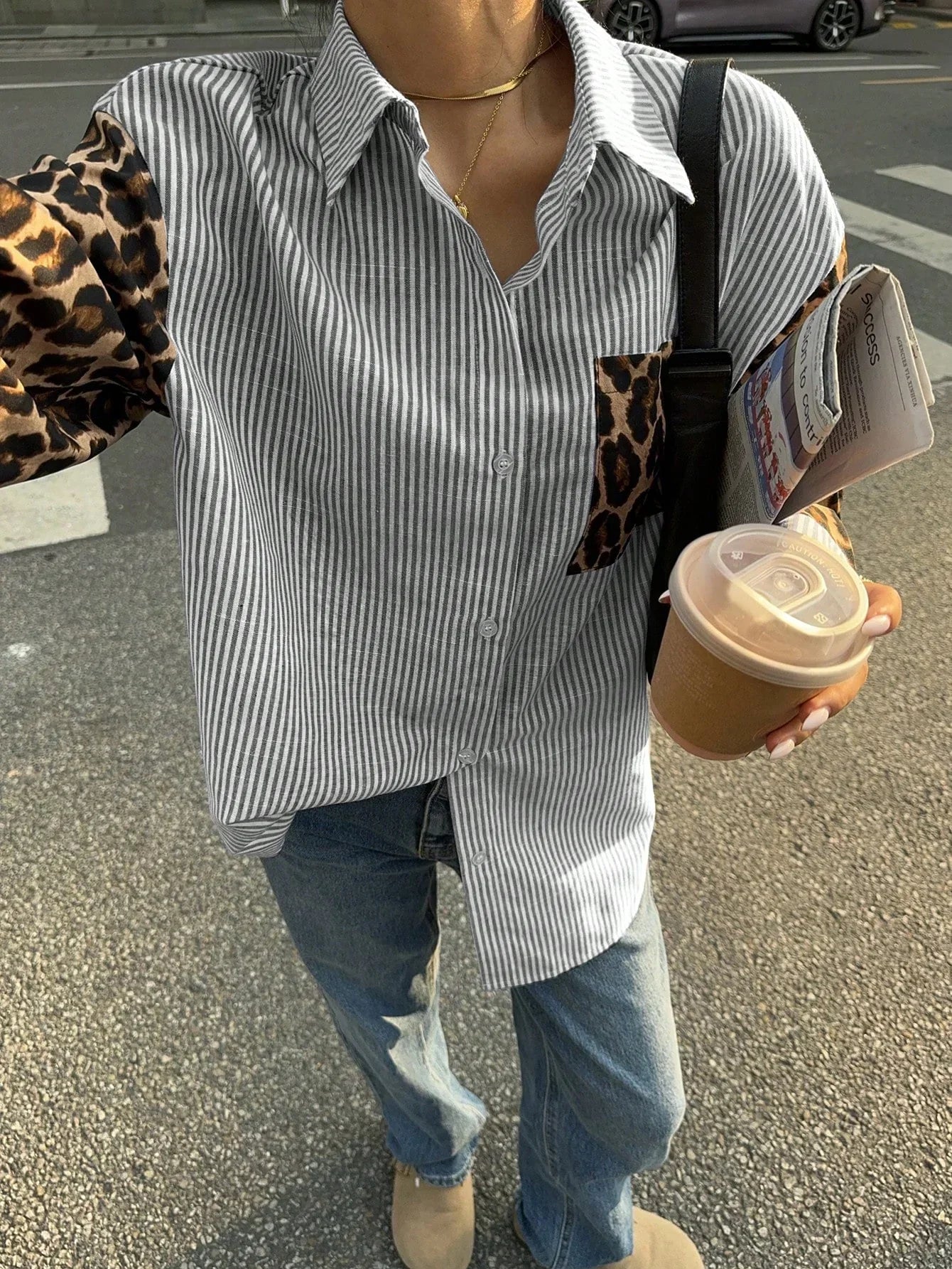 Dames Blouse Gestreept met Leeuwprint Casual Mode
