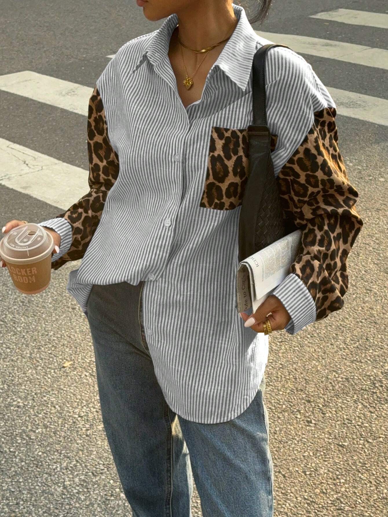 Dames Blouse Gestreept met Leeuwprint Casual Mode