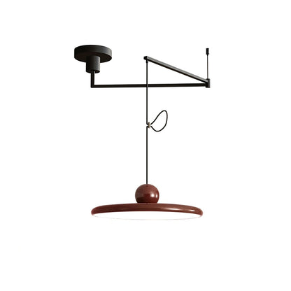 Mid-Century Swing Hanglamp — Kinetisch Design met Zwevende Schijf & Contragewicht | Verstelbare Armlamp voor Moderne Eetkamers en Creatieve Werkruimtes | Integrale LED