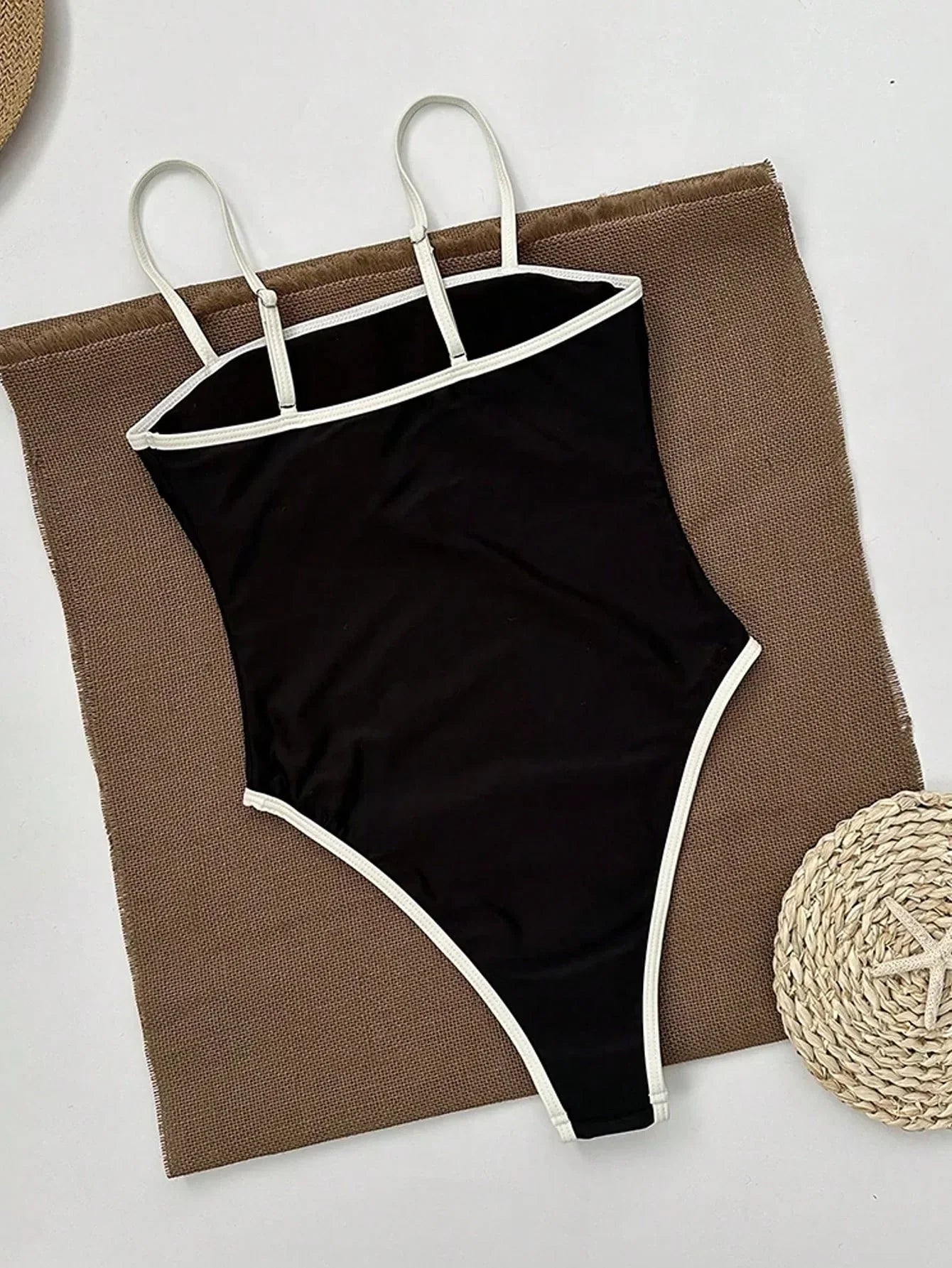 Dames Badpak Eénstuk Zwart Hoge Beenuitsnijding Zwemkleding