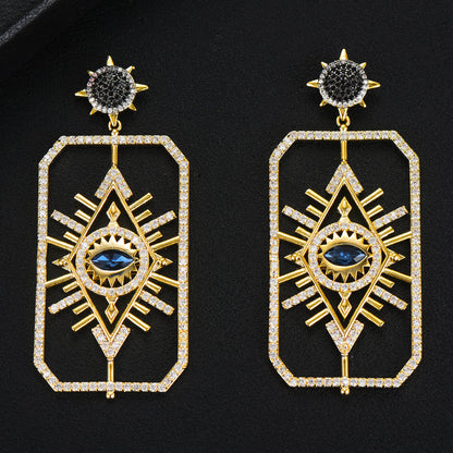Dames Oorbellen Geometrisch met Oog Details → Dames Oorbellen Geometrisch met Ogen Zilver