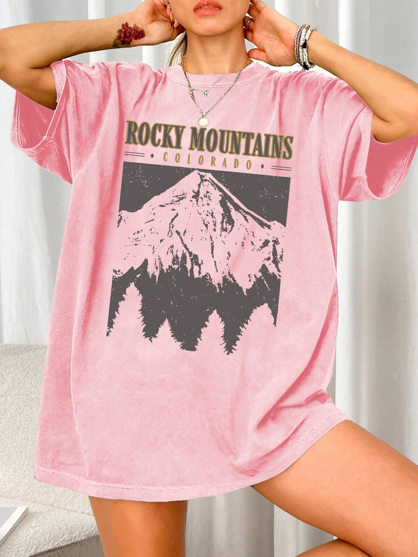 Zwart Oversized T-Shirt met Retro Print Vintage Look