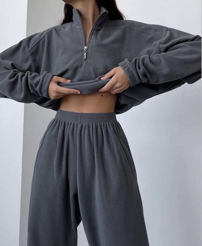 Dames Joggingpak Hoge Kraag Rits Sportief Comfortabel