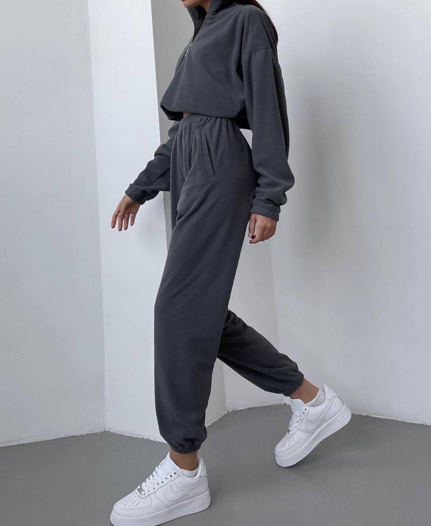 Dames Joggingpak Hoge Kraag Rits Sportief Comfortabel
