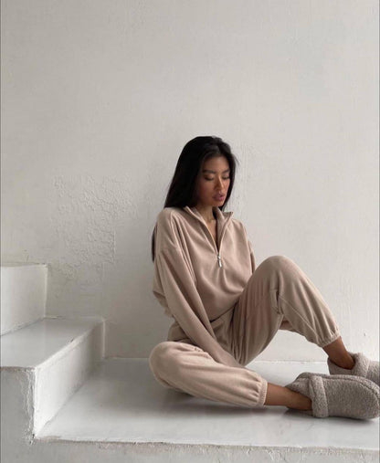 Dames Joggingpak Hoge Kraag Rits Sportief Comfortabel