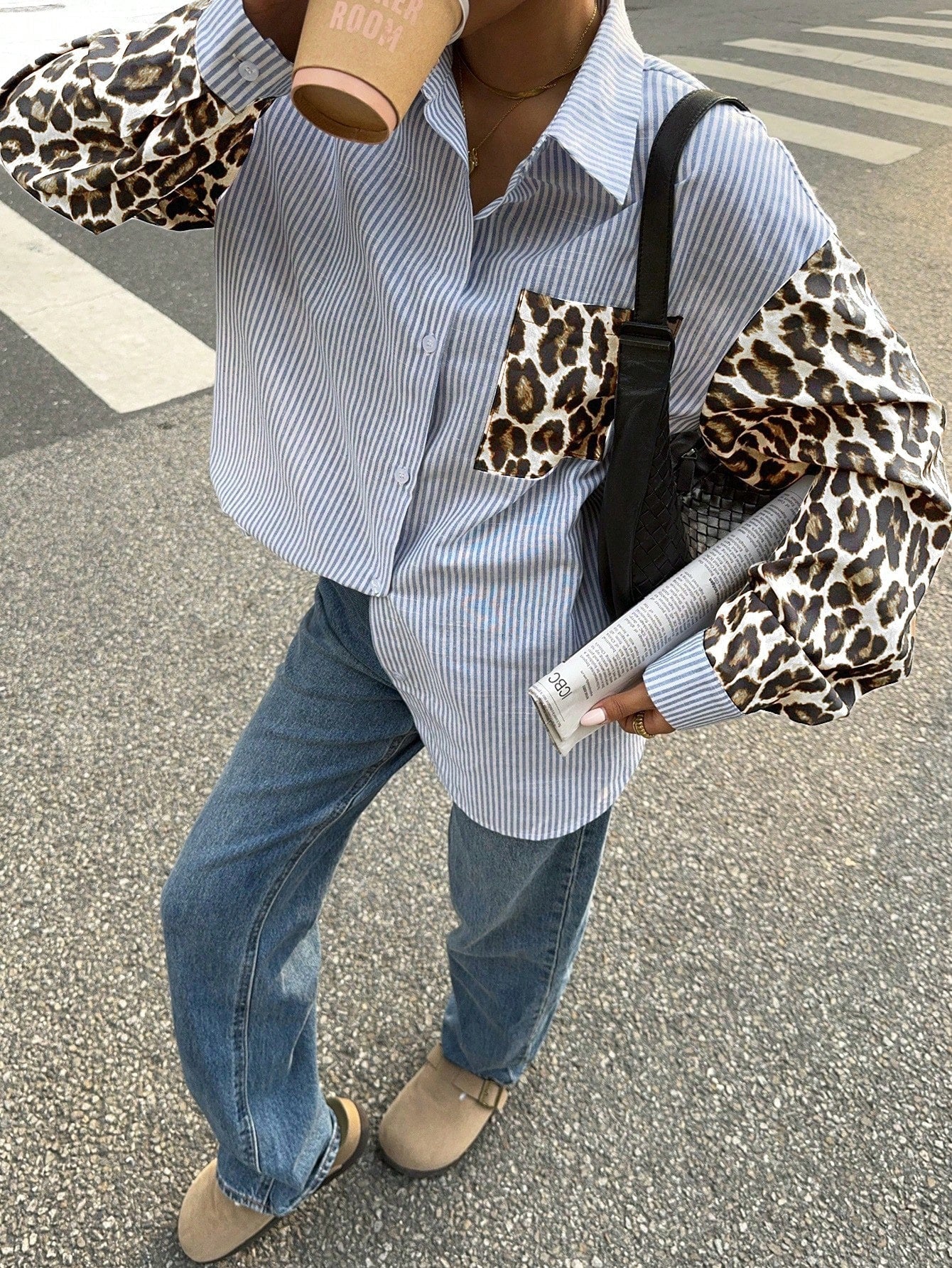 Dames Blouse Gestreept met Leeuwprint Casual Mode