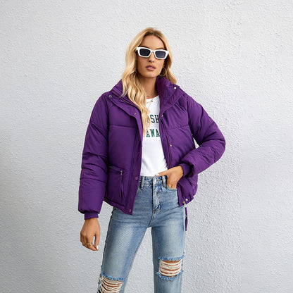 Dames Pufferjas Warm Donkerblauw Gewatteerd