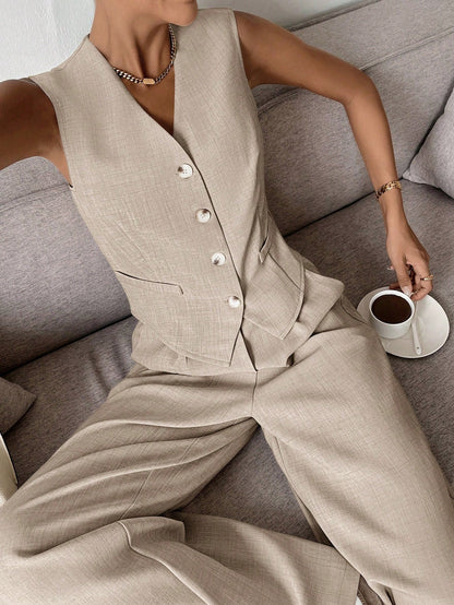 Vrouwelijke Vest en Broek Set Comfortabel Modern Design
